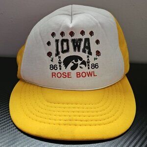 Vintage 1986 Iowa Hawkeyes Rose Bowl Adjustable Yellow/White/Black Hat